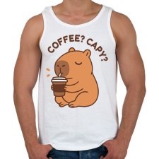 PRINTFASHION Coffee? Capy? - Férfi atléta - Fehér női trikó