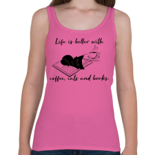 PRINTFASHION Coffee, cats and books - Női atléta - Rózsaszín női trikó