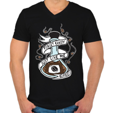 PRINTFASHION coffee.halloween - Férfi V-nyakú póló - Fekete férfi póló