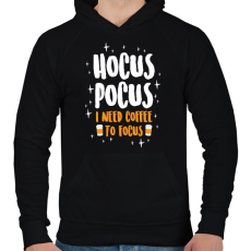 PRINTFASHION Coffee need to focus! - Férfi kapucnis pulóver - Fekete