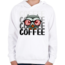 PRINTFASHION coffee owl - Gyerek kapucnis pulóver - Fehér gyerek pulóver, kardigán