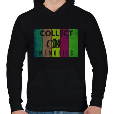 PRINTFASHION COLLECT MEMORIES - Férfi kapucnis pulóver - Fekete férfi pulóver, kardigán