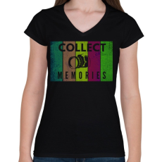 PRINTFASHION COLLECT MEMORIES - Női V-nyakú póló - Fekete