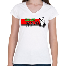 PRINTFASHION Color panda android game - Női V-nyakú póló - Fehér