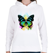 PRINTFASHION colorful butterfly - Női kapucnis pulóver - Fehér női pulóver, kardigán