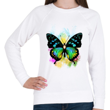 PRINTFASHION colorful butterfly - Női pulóver - Fehér női pulóver, kardigán