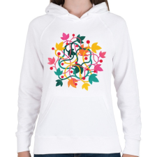 PRINTFASHION Colorful leaves - Női kapucnis pulóver - Fehér női pulóver, kardigán