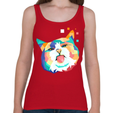 PRINTFASHION Colorfull cat - Női atléta - Cseresznyepiros