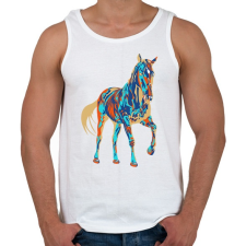 PRINTFASHION Colorfull Horse - Férfi atléta - Fehér atléta, trikó