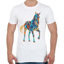 PRINTFASHION Colorfull Horse - Férfi póló - Fehér férfi póló