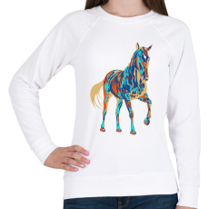 PRINTFASHION Colorfull Horse - Női pulóver - Fehér