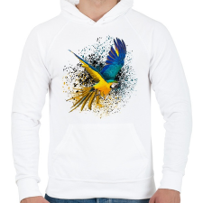 PRINTFASHION colorfullparot - Férfi kapucnis pulóver - Fehér férfi pulóver, kardigán