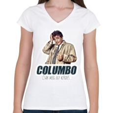 PRINTFASHION Columbo - Csak még egy kérdés - Női V-nyakú póló - Fehér