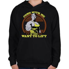 PRINTFASHION Come with Arnold! - Gyerek kapucnis pulóver - Fekete gyerek pulóver, kardigán