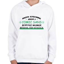 PRINTFASHION Comic Sans - Gyerek kapucnis pulóver - Fehér gyerek pulóver, kardigán
