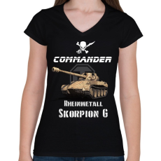 PRINTFASHION commander-scorpion g - Női V-nyakú póló - Fekete