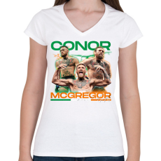 PRINTFASHION Conor McGregor - Női V-nyakú póló - Fehér