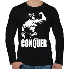 PRINTFASHION Conquer - Férfi hosszú ujjú póló - Fekete férfi póló