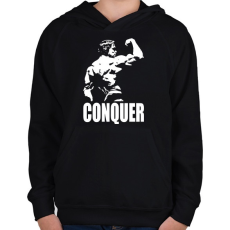 PRINTFASHION Conquer - Gyerek kapucnis pulóver - Fekete