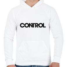 PRINTFASHION Control - Férfi kapucnis pulóver - Fehér