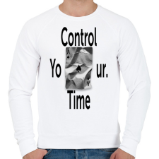 PRINTFASHION Control Your Time. - Férfi pulóver - Fehér férfi pulóver, kardigán