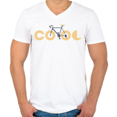 PRINTFASHION COOL biker - Férfi V-nyakú póló - Fehér