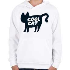 PRINTFASHION Cool Cat - Gyerek kapucnis pulóver - Fehér