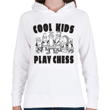 PRINTFASHION Cool kids play chess - sakk - Női kapucnis pulóver - Fehér női pulóver, kardigán