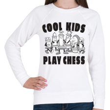 PRINTFASHION Cool kids play chess - sakk - Női pulóver - Fehér női pulóver, kardigán