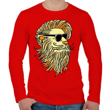 PRINTFASHION Cool Lion - Férfi hosszú ujjú póló - Piros férfi póló