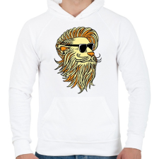 PRINTFASHION Cool Lion - Férfi kapucnis pulóver - Fehér férfi pulóver, kardigán