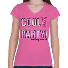 PRINTFASHION COOL PARTY - Női V-nyakú póló - Rózsaszín