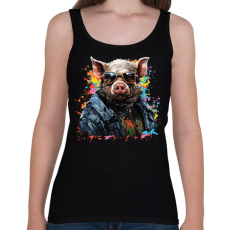 PRINTFASHION Cool pig - Női atléta - Fekete