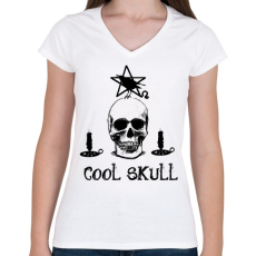 PRINTFASHION cool skull - Női V-nyakú póló - Fehér