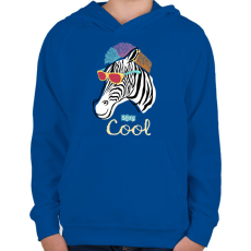 PRINTFASHION Cool zebra - Gyerek kapucnis pulóver - Királykék