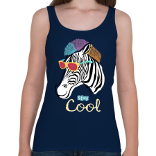 PRINTFASHION Cool zebra - Női atléta - Sötétkék női trikó