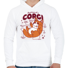 PRINTFASHION Corgi anatómia - Férfi kapucnis pulóver - Fehér férfi pulóver, kardigán