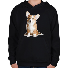 PRINTFASHION corgi - Gyerek kapucnis pulóver - Fekete gyerek pulóver, kardigán