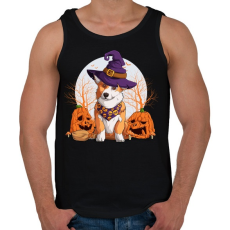 PRINTFASHION Corgi halloween - Férfi atléta - Fekete
