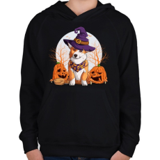 PRINTFASHION Corgi halloween - Gyerek kapucnis pulóver - Fekete