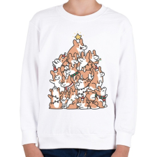 PRINTFASHION Corgi karácsonyfa - Gyerek pulóver - Fehér gyerek pulóver, kardigán