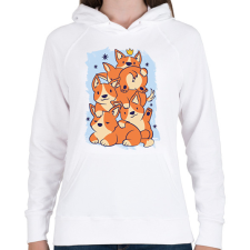 PRINTFASHION Corgi kupac - Női kapucnis pulóver - Fehér női pulóver, kardigán