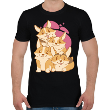 PRINTFASHION Corgi kutyák - Férfi póló - Fekete férfi póló