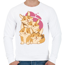 PRINTFASHION Corgi kutyák - Férfi pulóver - Fehér férfi pulóver, kardigán