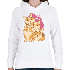 PRINTFASHION Corgi kutyák - Női kapucnis pulóver - Fehér női pulóver, kardigán