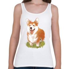 PRINTFASHION Corgi kutyus - Női atléta - Fehér női trikó