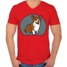 PRINTFASHION Corgi mindenek felett  - Férfi V-nyakú póló - Piros férfi póló
