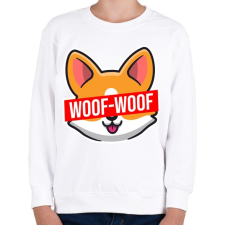 PRINTFASHION Corgi Woof-Woof - Gyerek pulóver - Fehér gyerek pulóver, kardigán
