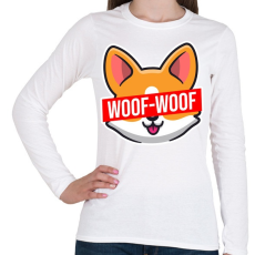 PRINTFASHION Corgi Woof-Woof - Női hosszú ujjú póló - Fehér