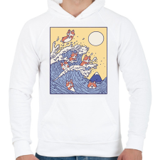 PRINTFASHION Corgik - Férfi kapucnis pulóver - Fehér férfi pulóver, kardigán